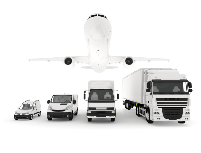 Cargo plane, truck, lorry and delivery cars